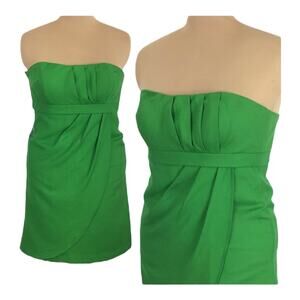 Jenny Yoo Collection Silk & Cotton Green Strapless draped Mini Dress Size 8